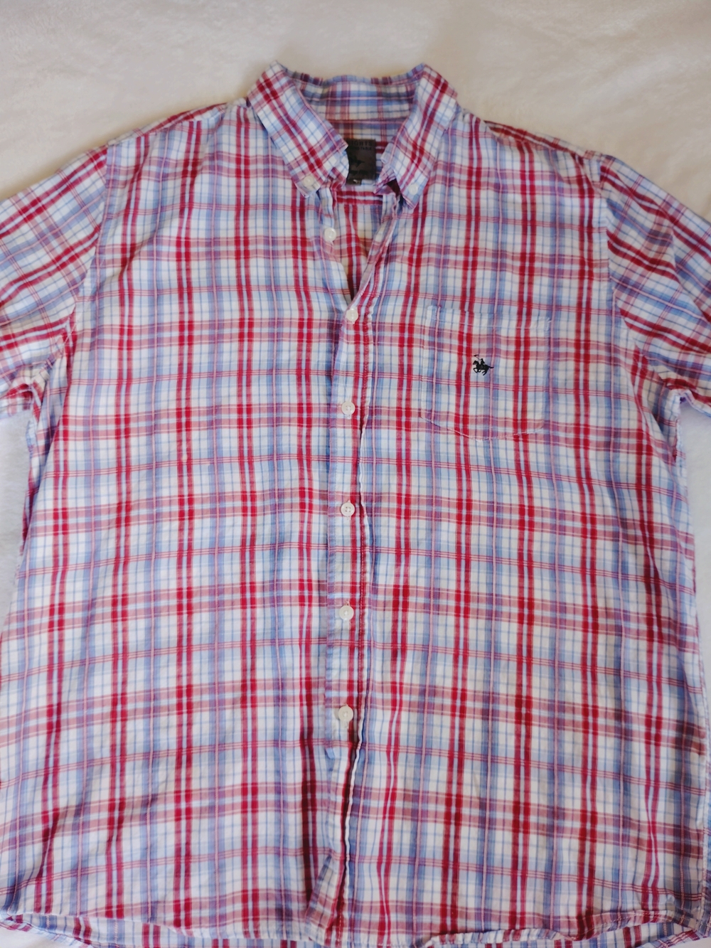Knights of Round Table Mens Button Down Shirt Large, Plaid Short Sleeve, Casual